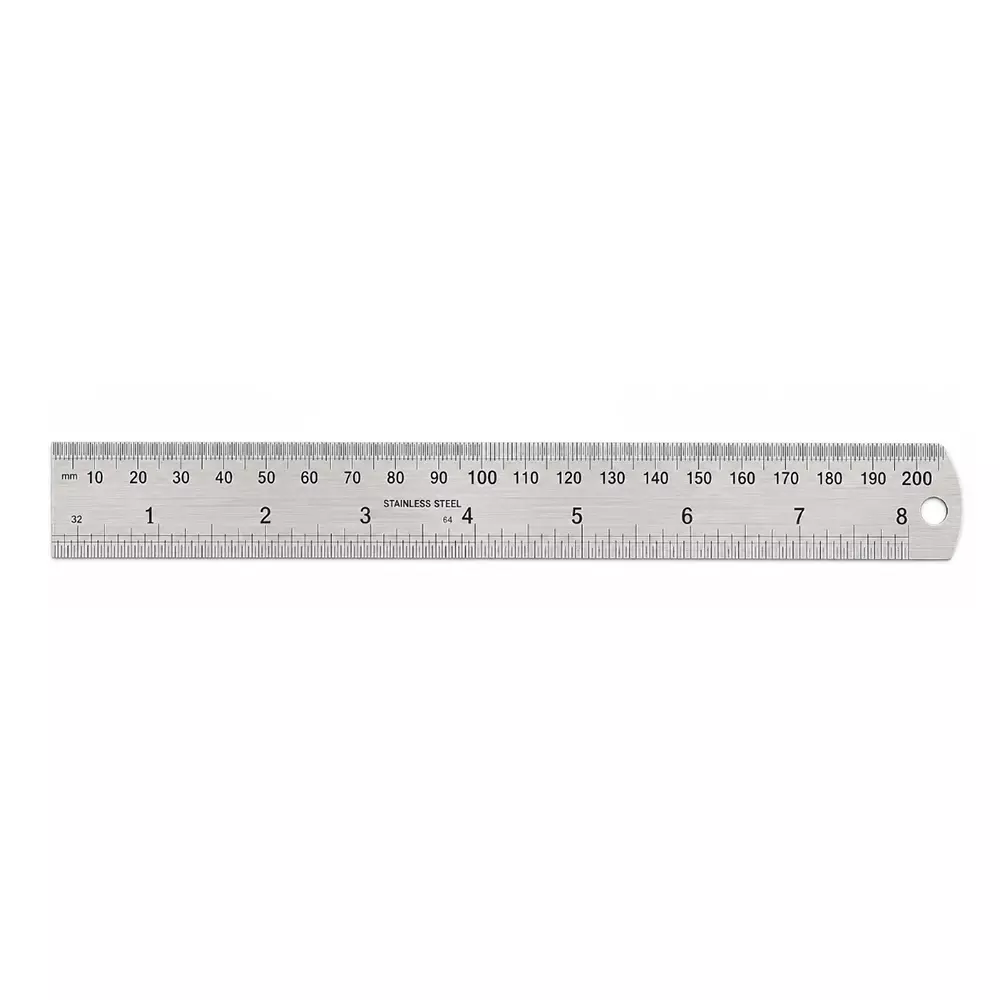 Insize Steel Ruler (Economic Type) 8 inch (200 mm) Range, 7110-200A (Pack of 10)
