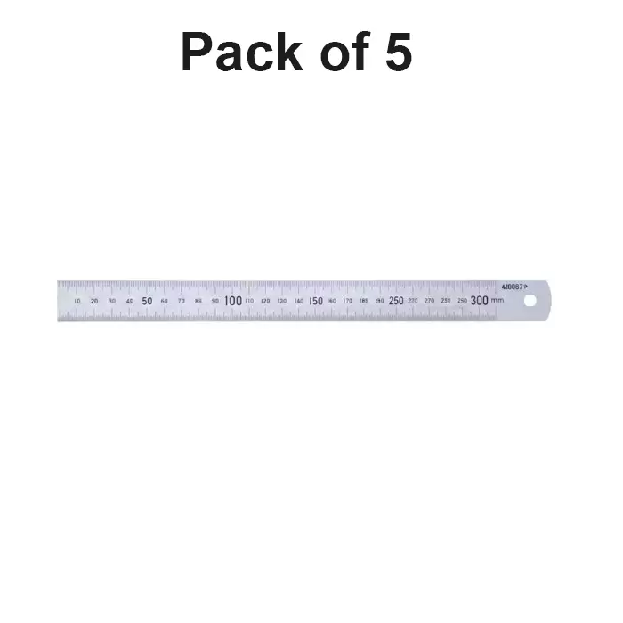 insize-steel-ruler-scale-economic-type-300-mm-12-inch-range-7110-300a-bag-of-5-pcs
