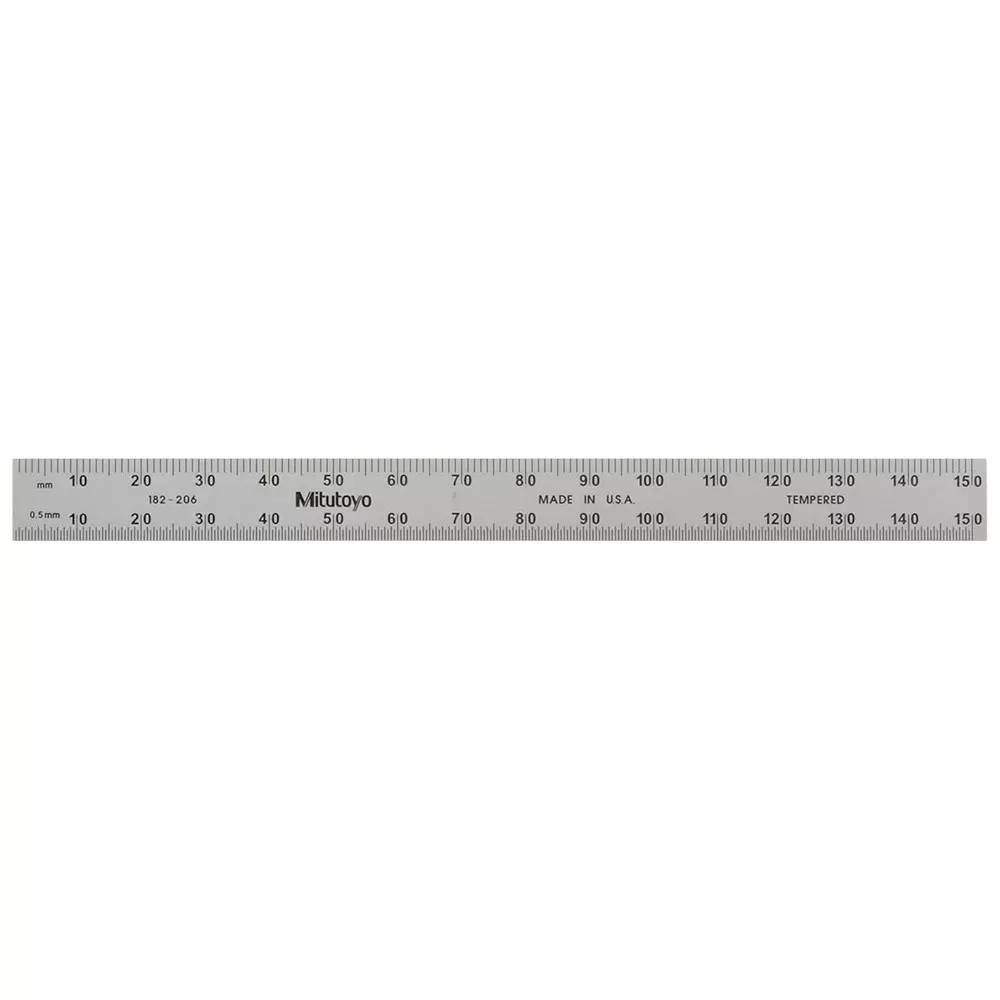 Mitutoyo Steel Ruler 6 inch x 150 mm Silver, 182-206