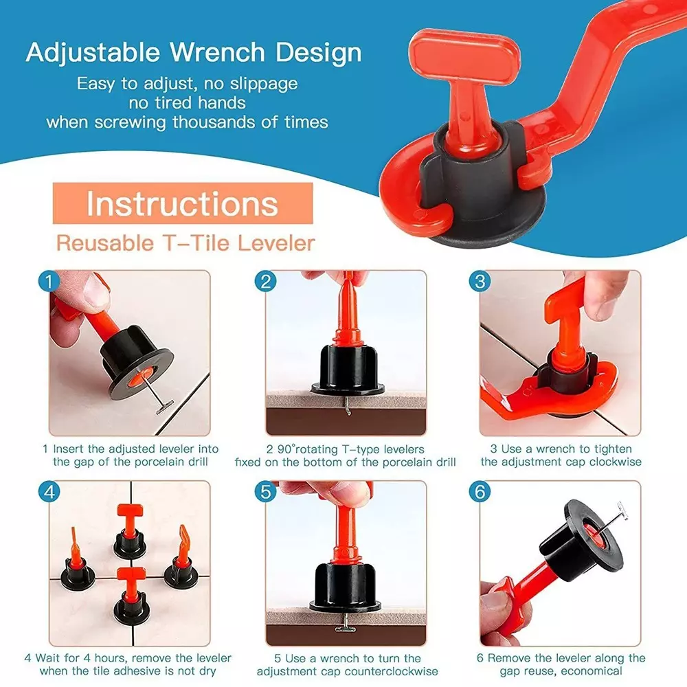 Flamingo Tile Leveling Set Orange, Black for 3-17 mm Tiles (Pack of 50 Pcs)