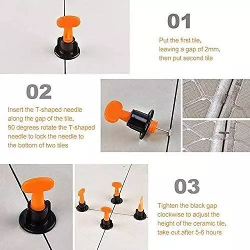 Flamingo Tile Leveling Orange, Black 5 cm Length for 3-17 mm Tiles (Pack of 50 Pcs)