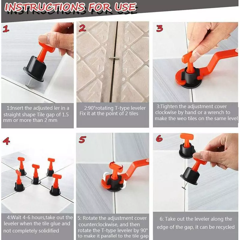 Flamingo Tile Leveling Orange, Black 5 cm Length for 3-17 mm Tiles (Pack of 50 Pcs)