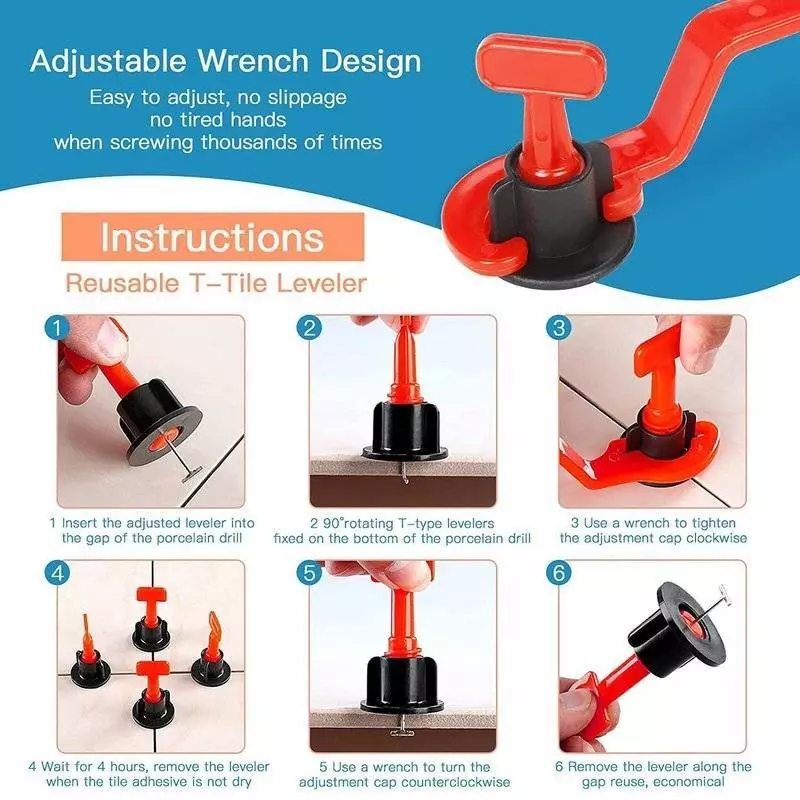 Flamingo Tile Leveling Orange, Black 5 cm Length for 5-20 mm Tiles (Pack of 50 Pcs)