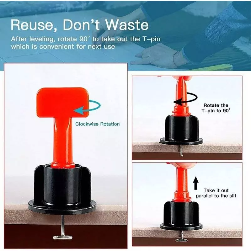 Flamingo Tile Leveling Orange, Black 5 cm Length for 5-20 mm Tiles (Pack of 50 Pcs)