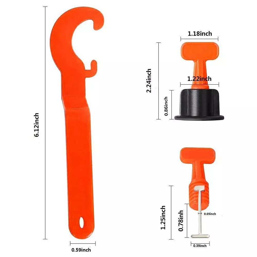 Flamingo 50 Pcs Tile Leveler with 200 Pcs Spacer & 1 Plastic Trowel Orange, Black for 3-17 mm Tiles