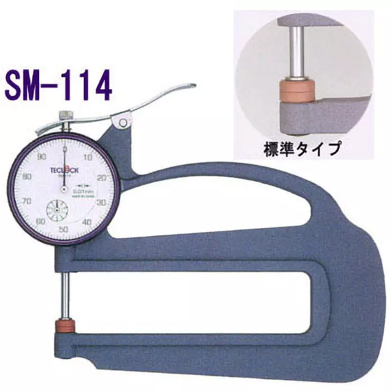 Teclock Dial Thickness Gauge - Accuracy 0-50-100 Scale Type 10 mm Measuring Ranges, SM-114