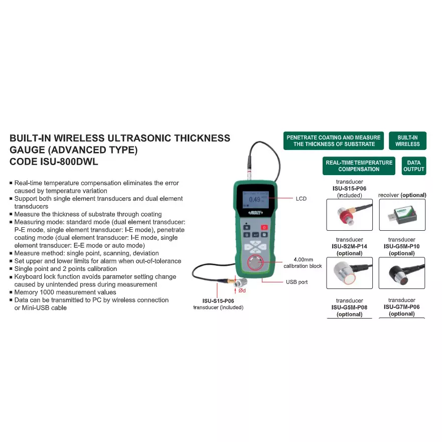 insize-ultrasonic-thickness-gauge-advanced-type-with-09--28-mm-i-e-015--14-mm-e-e-range-and-002-mm03-h-accuracy-isu-800dwl