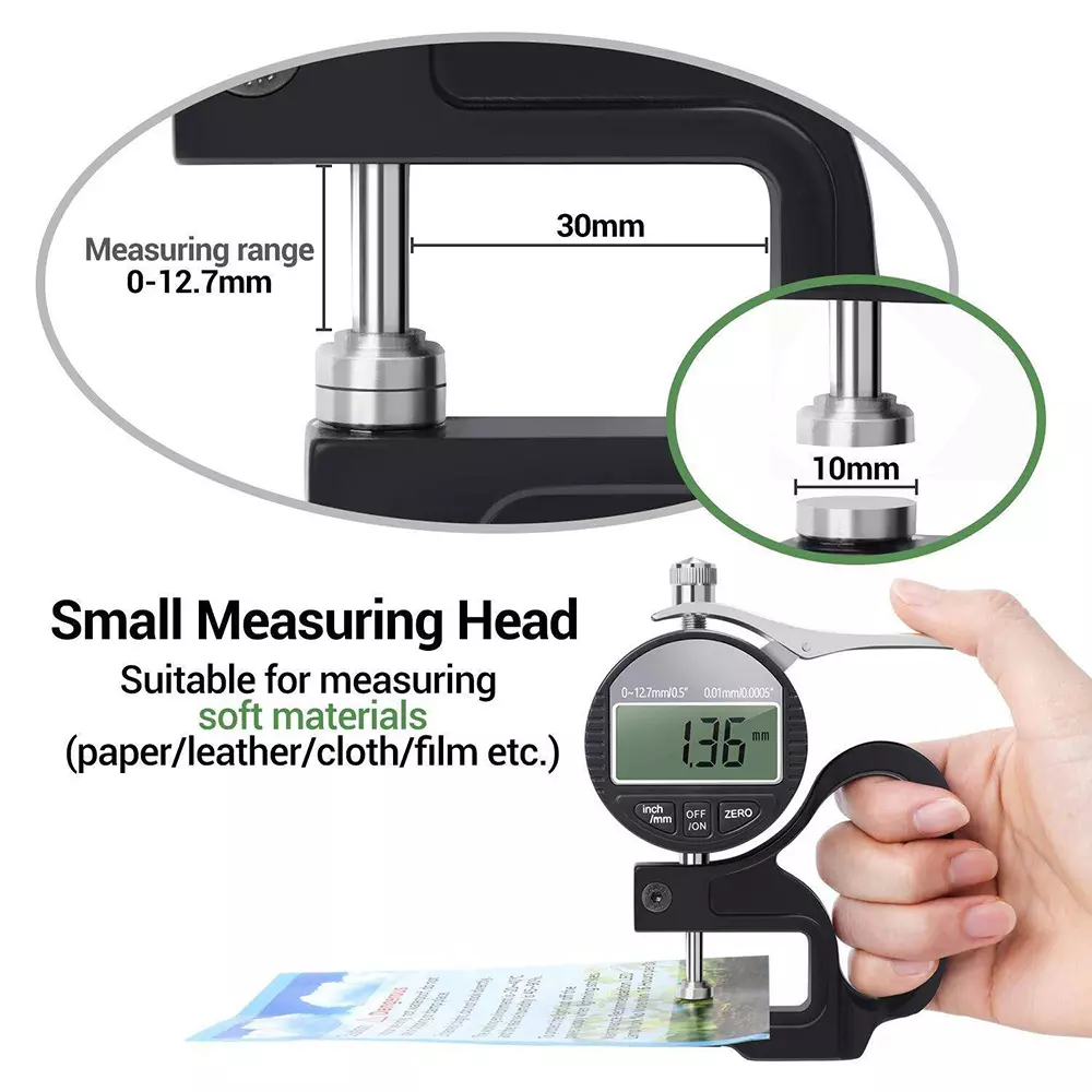 HSETIN Digital Thickness Gauge Range 0 to 12.7 mm and Accuracy ± 0.02 mm, DMG-15