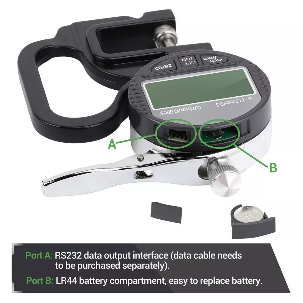 HSETIN Digital Thickness Gauge Range 0 to 12.7 mm and Accuracy ± 0.02 mm, DMG-15
