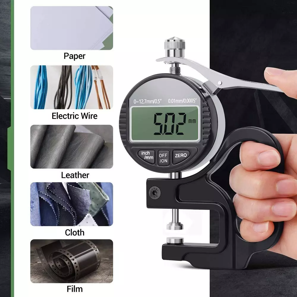 HSETIN Digital Thickness Gauge Range 0 to 12.7 mm and Accuracy ± 0.02 mm, DMG-15