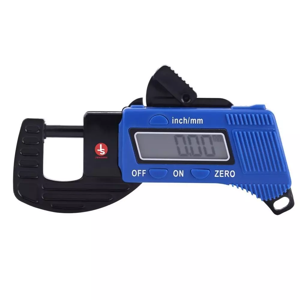 Jawsons Thickness Gauge 0-12.7 mm Range ±0.1 mm (0.005 inch) Accuracy with Digital LCD Display, Blue & Black