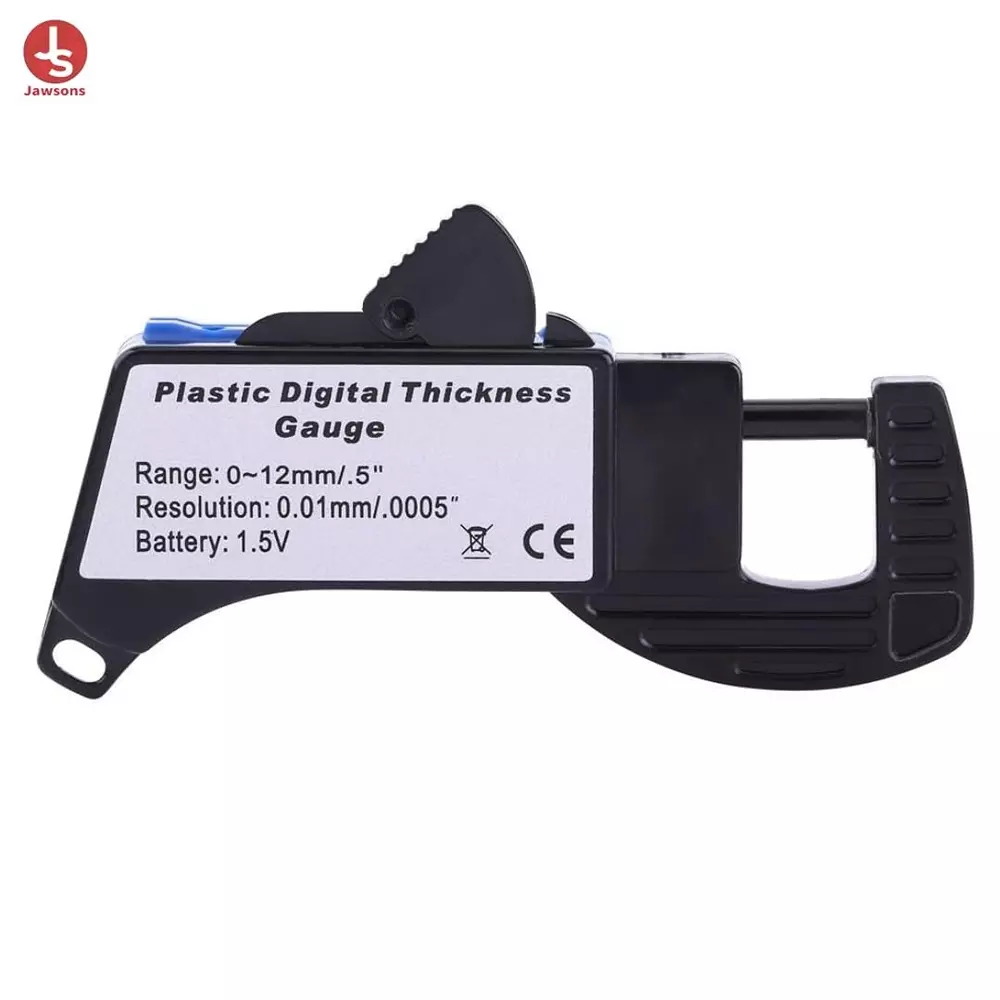 Jawsons Thickness Gauge 0-12.7 mm Range ±0.1 mm (0.005 inch) Accuracy with Digital LCD Display, Blue & Black