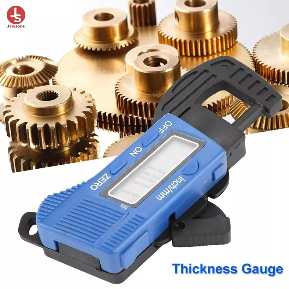 Jawsons Thickness Gauge 0-12.7 mm Range ±0.1 mm (0.005 inch) Accuracy with Digital LCD Display, Blue & Black