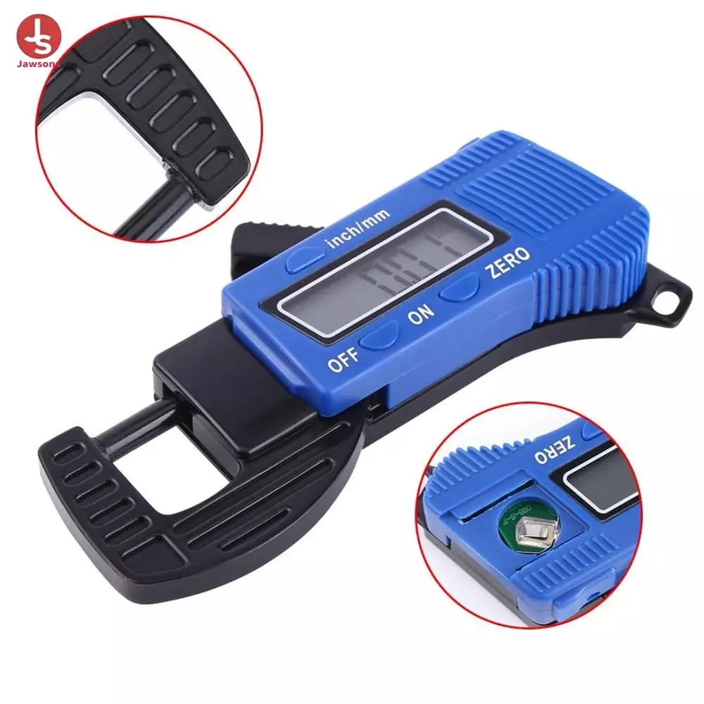Jawsons Thickness Gauge 0-12.7 mm Range ±0.1 mm (0.005 inch) Accuracy with Digital LCD Display, Blue & Black