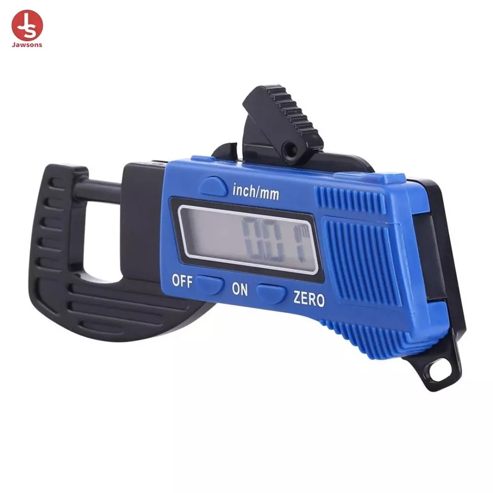Jawsons Thickness Gauge 0-12.7 mm Range ±0.1 mm (0.005 inch) Accuracy with Digital LCD Display, Blue & Black