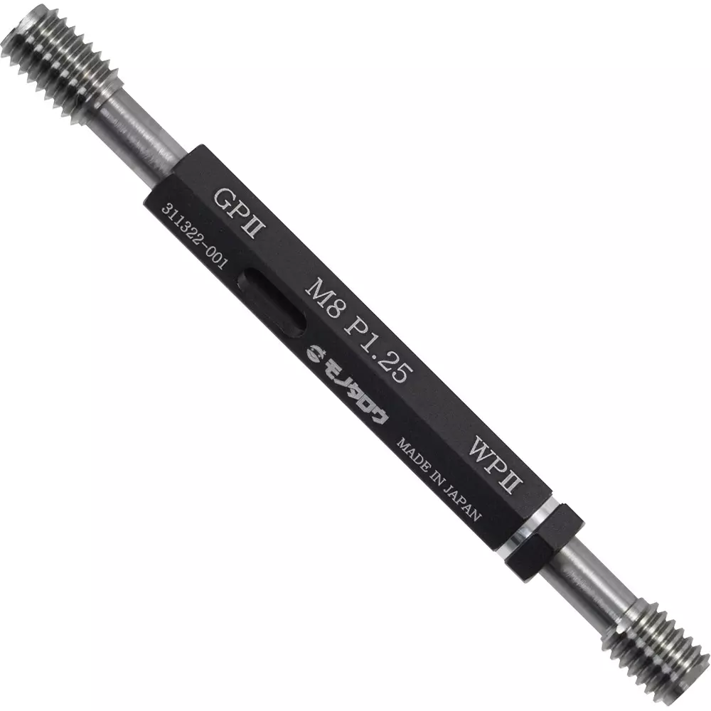 Monotaro Thread Limit Plug Gauge With Inspection Report GPWP M8 Nominal Thread 1.25 Pitch, 62960276