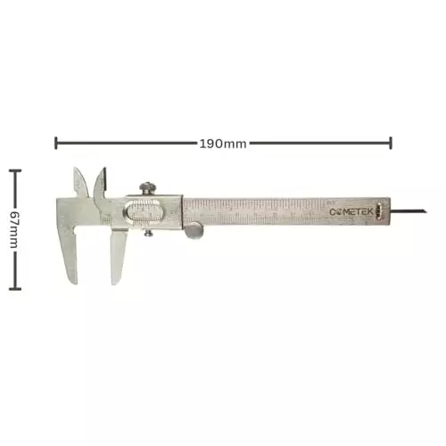COMET Vernier Caliper Mild Steel Chrome Plated with 125 mm Measurement Range 0.1 mm Accuracy and Thumb Wheel Adjustment, N6-XO4R-IG81