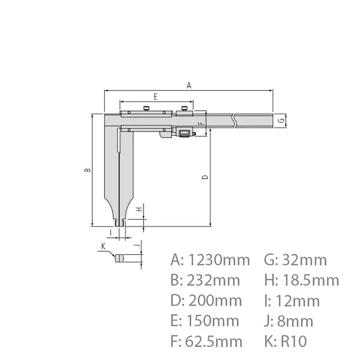 Mitutoyo Vernier Caliper 0-1000 mm Range Long Jaw ±0.1 mm Accuracy, 534-108