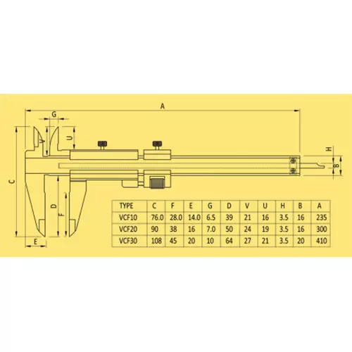 Baker Vernier Caliper with Fine Adjustment 0-1500 mm Range, VCF150