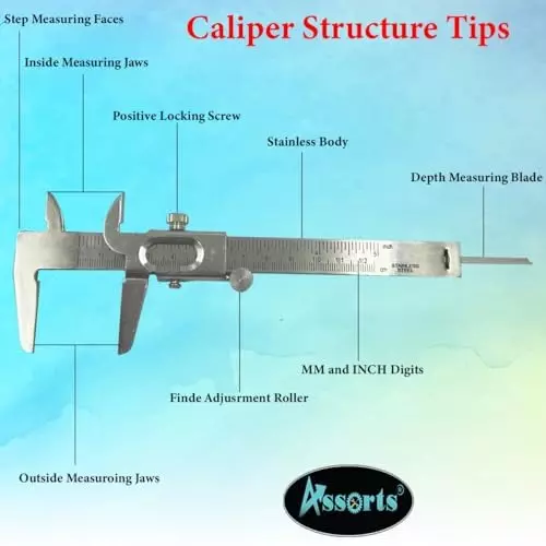 Assorts Non-Digital Vernier Caliper Stainless Steel 125 mm (5 Inch)