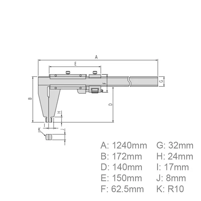 mitutoyo-vernier-caliper-0-1000-mm-range-nib-style-jaw-007-mm-accuracy-160-155