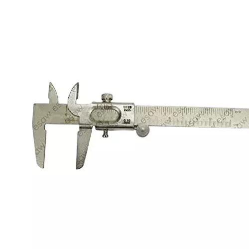 ESAW Economic Vernier Caliper with Fine Wheel and 125 mm Measurement Range for Inside, Outside and Depth Measurement of Any Object, 33-1UUB-I7YH