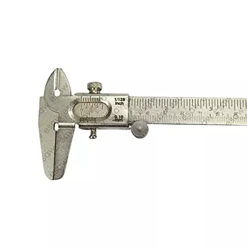 ESAW Economic Vernier Caliper with Fine Wheel and 125 mm Measurement Range for Inside, Outside and Depth Measurement of Any Object, 33-1UUB-I7YH