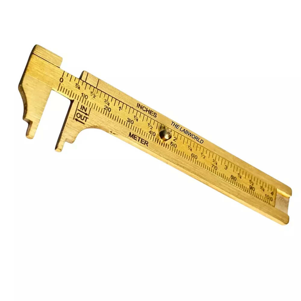 Labworld Vernier Calliper Brass Body Mini, Compact and Pocket Size with 0-100 mm Measuring Range and ±0.03 mm Accuracy, KR-VLN4-B8U6