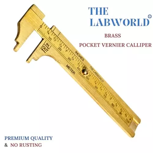 Labworld Vernier Calliper Brass Body Mini, Compact and Pocket Size with 0-100 mm Measuring Range and ±0.03 mm Accuracy, KR-VLN4-B8U6