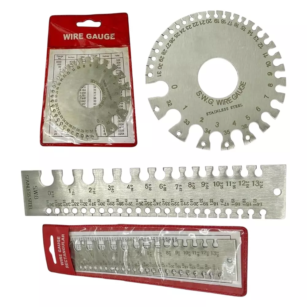 Assorts Linear Scale & Round Wire Gauge Set Stainless Steel 0-36 Gauge 0.0254 to 10.16 mm Size (Pack of 2)