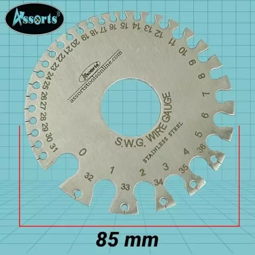 Assorts Linear Scale & Round Wire Gauge Set Stainless Steel 0-36 Gauge 0.0254 to 10.16 mm Size (Pack of 2)