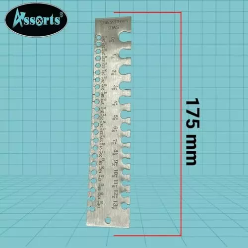 Assorts Linear Scale & Round Wire Gauge Set Stainless Steel 0-36 Gauge 0.0254 to 10.16 mm Size (Pack of 2)