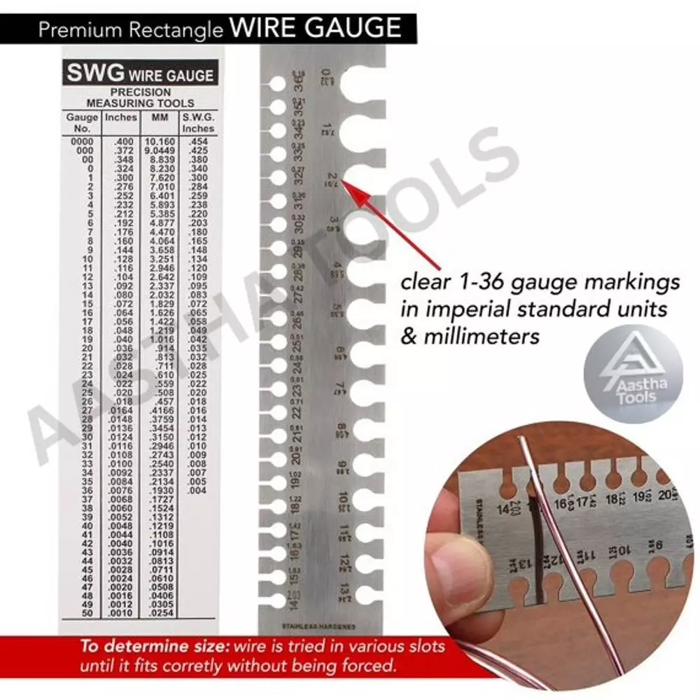 Aastha Tools Rectangular Wire Gauge & SWG Wire Gauge 0 to 36 SWG (0.19 mm to 8.23 mm) (Set of 2)