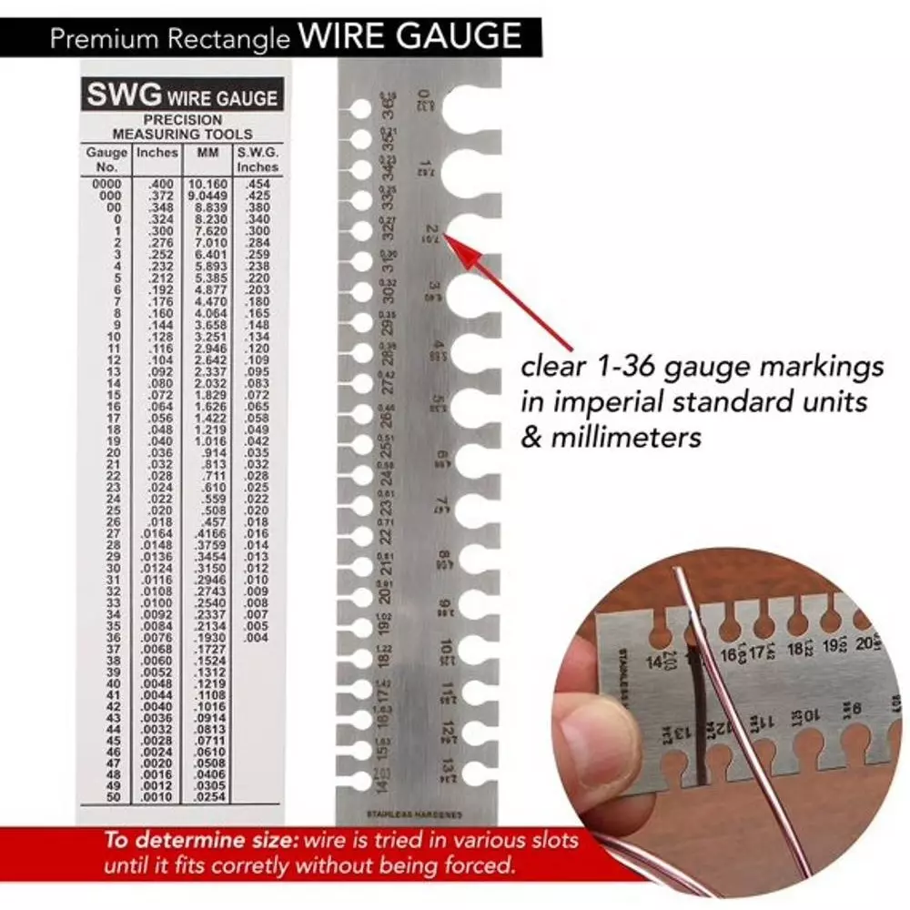 Aastha Tools Premium Quality Rectangular Wire Gauge S.W.G Stainless Steel 0.5 mm - 8.5 mm Measurement Range