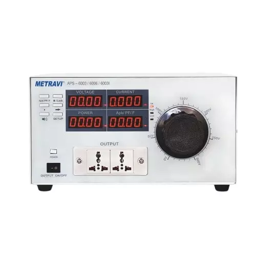 Metravi Adjustable AC Power Supply Power 0 - 30 Amp AC V/A/P/PF/F/Apk Display, APS-60031