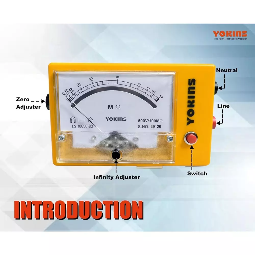 yokins-analog-insulation-tester-500-v-dc-test-voltage-up-to-100-m-insulation-battery-operated-5-accuracy-for-industrial-electrical-maintenance-use-ba-501