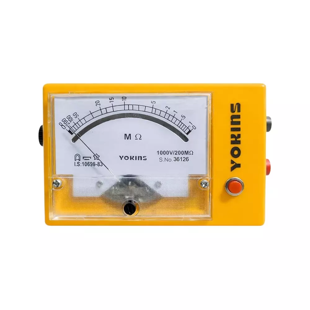 Yokins Analog Insulation Tester 1000 V DC Test Voltage Up to 200 MΩ Insulation Battery Operated ±5% Accuracy for Industrial & Electrical Maintenance Use, BA-1002