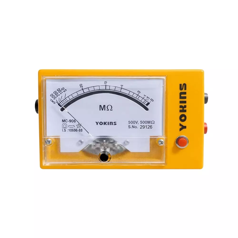 Yokins Analog Insulation Tester 1000 V DC Test Voltage Up to 2000 MΩ Insulation Battery Operated ±5% Accuracy for Industrial & Electrical Maintenance Use, BA-10020