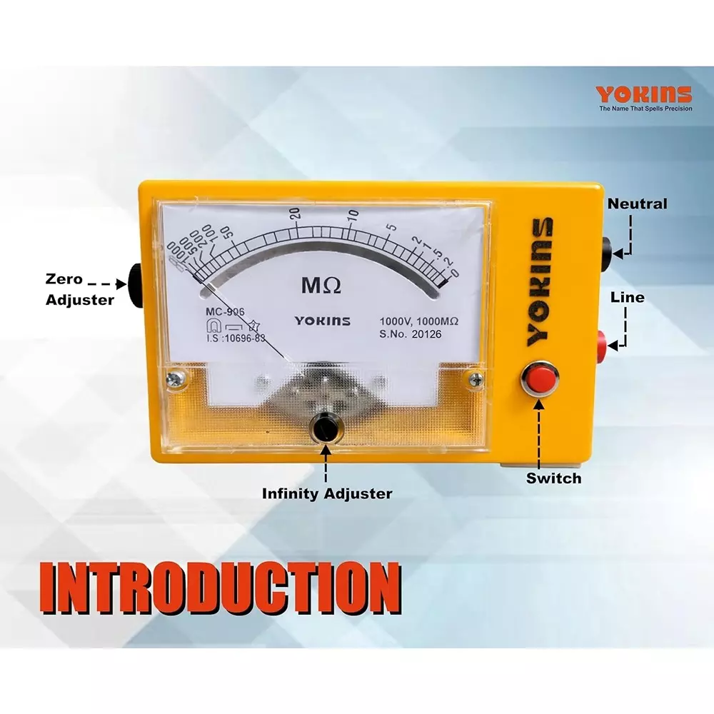 yokins-analog-insulation-tester-1000-v-dc-test-voltage-up-to-1000-m-insulation-battery-operated-5-accuracy-for-industrial-electrical-maintenance-use-ba-10010