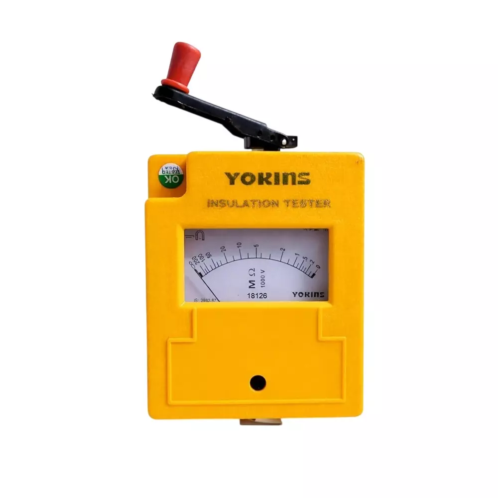 Yokins AHD Series Hand Driven Insulation Tester 1000 V DC Test Voltage Up to 200 MΩ Insulation Manual ±5% Accuracy for Industrial & Electrical Maintenance Use, AHD-1002