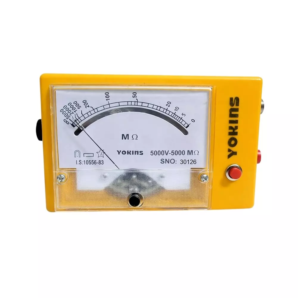 Yokins Analog Insulation Tester 5000 V DC Test Voltage Up to 5000 MΩ Insulation Battery Operated ±5% Accuracy for Industrial & Electrical Maintenance Use, BA-50050