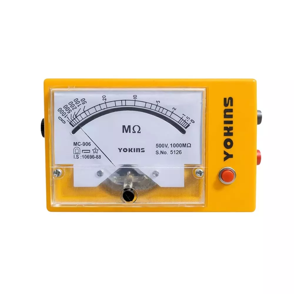 Yokins Analog Insulation Tester 500 V DC Test Voltage Up to 1000 MΩ Insulation Battery Operated ±5% Accuracy for Industrial & Electrical Maintenance Use, BA-5010