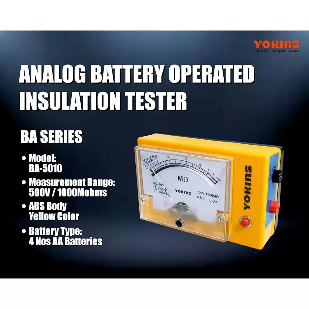 yokins-analog-insulation-tester-500-v-dc-test-voltage-up-to-1000-m-insulation-battery-operated-5-accuracy-for-industrial-electrical-maintenance-use-ba-5010