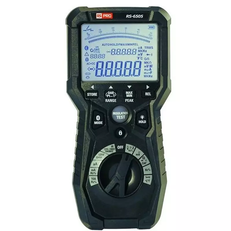 RS PRO Insulation Tester 210 mm Battery, Mains AAA 97 mm 68 mm, 124498