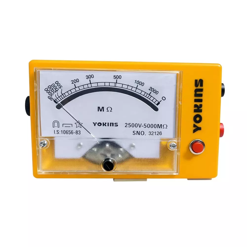 Yokins Analog Insulation Tester 2500 V DC Test Voltage Up to 5000 MΩ Insulation Battery Operated ±5% Accuracy for Industrial & Electrical Maintenance Use, BA-25050