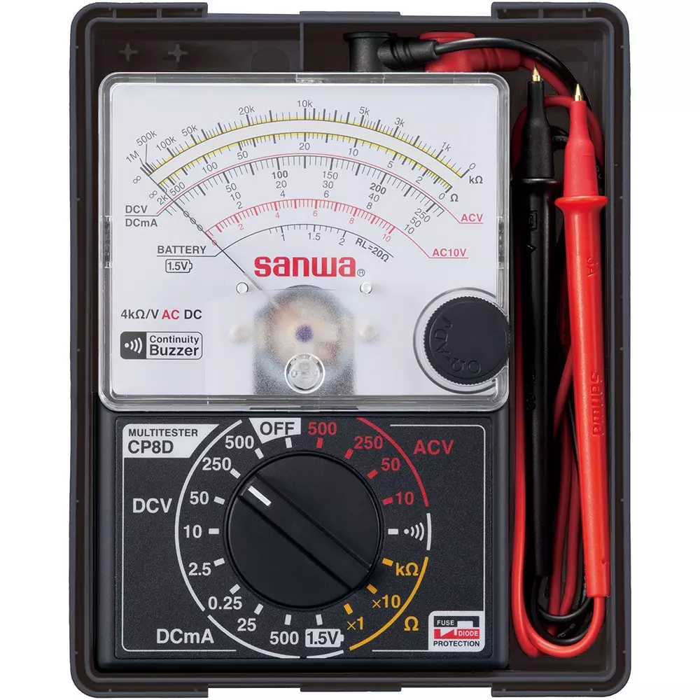 Sanwa Analog Multimeter Analog multi tester Type R6, LR6 (AA size) x 1 Power Supply 0.25/2.5/10/50/250/500 V, CP8D