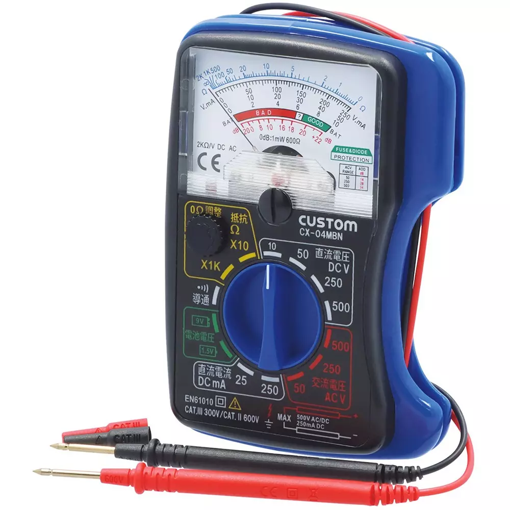 NARIKA Analog Tester 20 k(x10), 2 M(x1 k) Resistance 10/50/250/500 V Voltage Yes Continuity Check, CX-04MBN