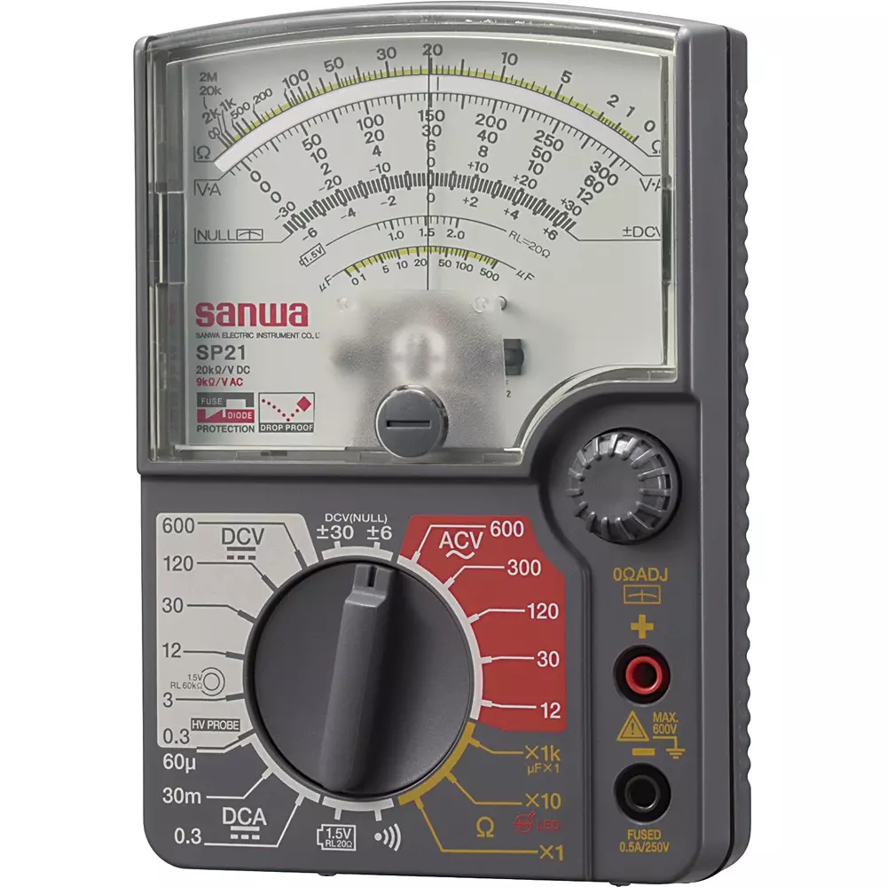 Sanwa Analog Multimeter Analog multi tester Type R6 P (AA battery) 1.5 V x 2 Power Supply 0.3/3/12/30/120/600 V, SP21/C