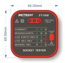 Metravi ST-09B Leakage Test 30mA Socket Polarity Tester 250V AC