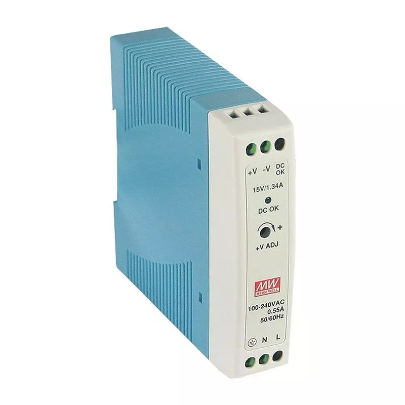 Mean Well Power Supply, AC-DC, 24V, 1A, Fixed, MDR-20-24